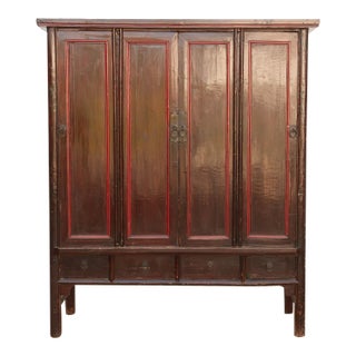 19th Century Chinese Painted & Lacquered Armoire For Sale