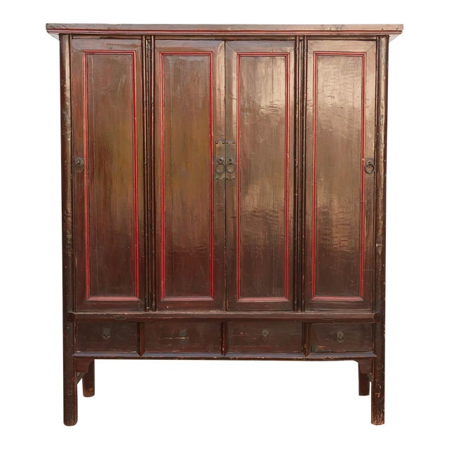 19th Century Chinese Painted & Lacquered Armoire For Sale