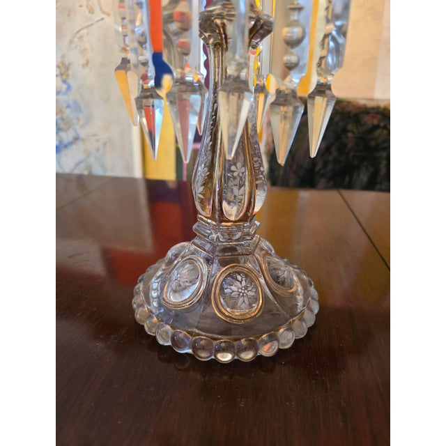 Bronze Pair of Antique Baccarat Style Large Crystal Candelabras For Sale - Image 8 of 11
