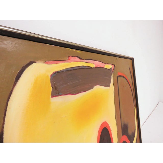 Mid-Century Modern Vintage Abstract Modernist Painting Signed J. Lightener and Dated 1977 For Sale - Image 3 of 7