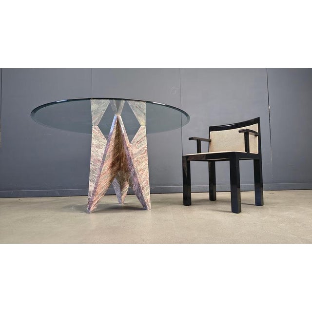 Architectural Marble and Glass Dining Table, 1970s For Sale - Image 3 of 15