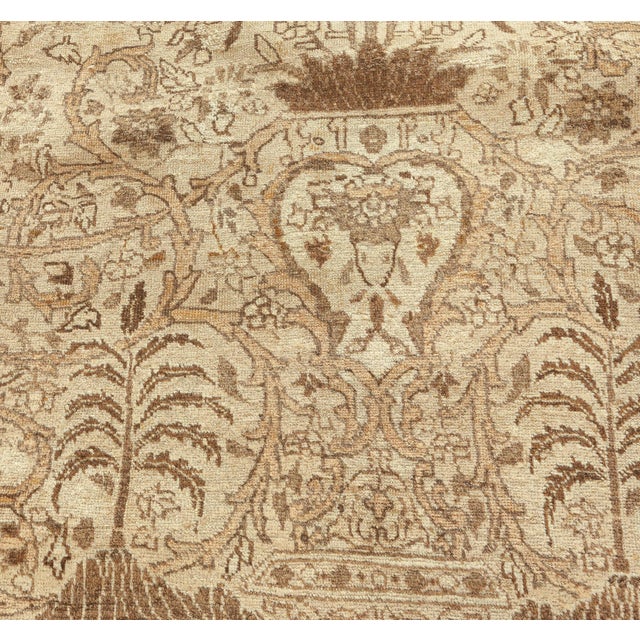 Antique Persian Tabriz Botanic Handmade Wool Carpet For Sale - Image 4 of 8
