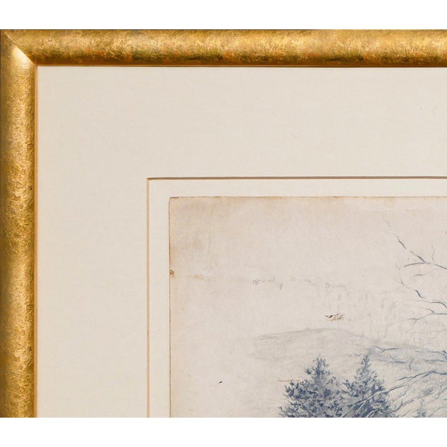 Madelyn Colby Naturalistic Monochromatic New Mexico Landscape Pencil Drawing with Trees, Mid-20th Century For Sale - Image 4 of 10