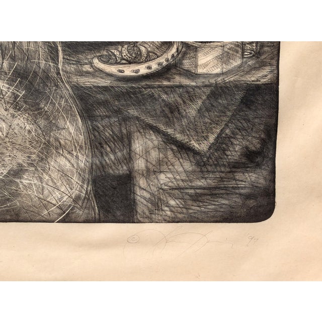 Modern black and white figurative abstract lithograph by Texas artist Luis Jimenez. The work features a nude woman...