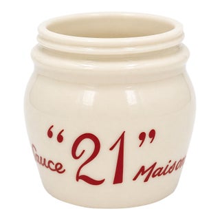 Vintage the "21" Club Nyc Restaurant Condiment Jar Sauce Maison Glass No Lid For Sale