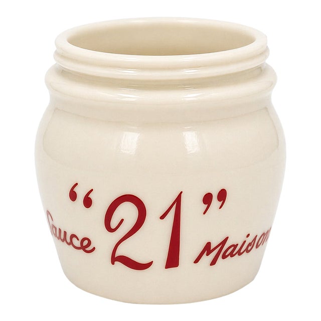 Vintage the "21" Club Nyc Restaurant Condiment Jar Sauce Maison Glass No Lid For Sale