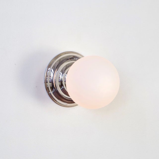 Hive Sconce, Polished Nickel, 5in Glass Glove, Modern, Silver by Research.Lighting For Sale - Image 4 of 10