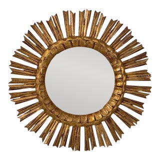 French Gilt Sunburst or Starburst Mirror (Diameter 20) For Sale