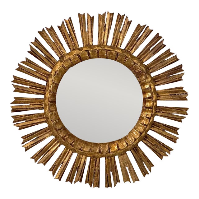 French Gilt Sunburst or Starburst Mirror (Diameter 20) For Sale
