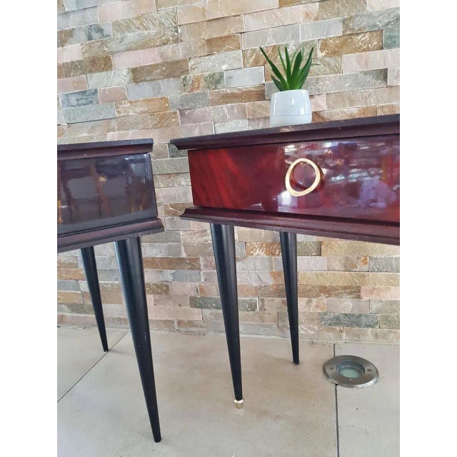 French Mahogany Nightstands, 1950s, Set of 2 For Sale - Image 9 of 18