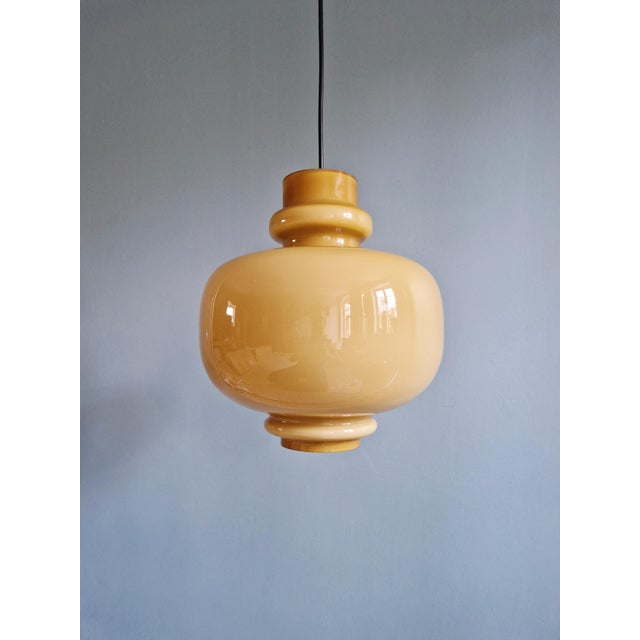 Scandinavian Pendant Light in Mustard-Colored Opaline Glass by Hans-Agne Jakobsson for Staff Leuchten, 1970s For Sale - Image 15 of 15