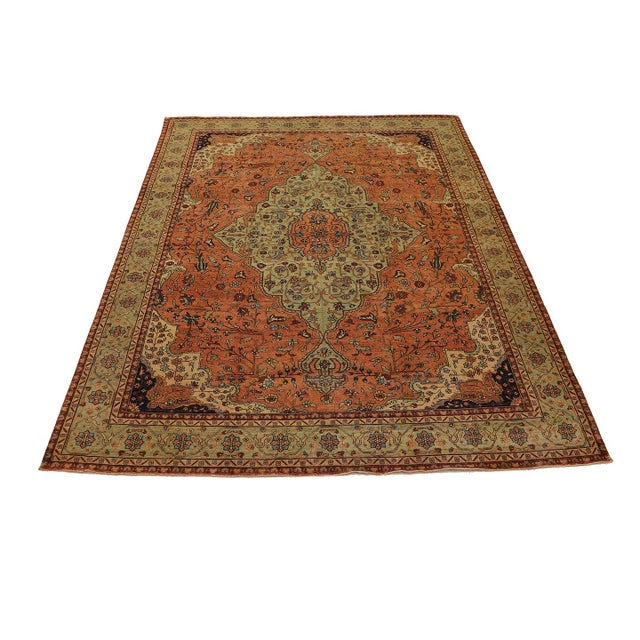9'x12' Hand-Knotted Persian Ferahan Rug – Terracotta & Ivory For Sale - Image 4 of 11