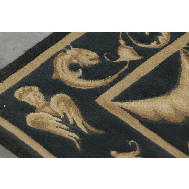 Textile Rug & Kilim’s Tudor Style Flatweave in Black With Gold Pictorial Patterns For Sale - Image 7 of 9