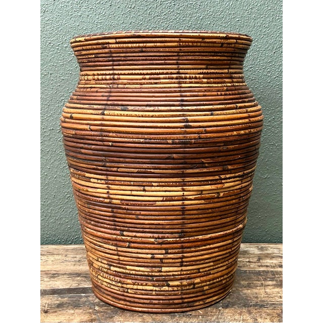 Late 20th Century Vintage Coiled Pencil Reed Floor Vase For Sale - Image 5 of 12