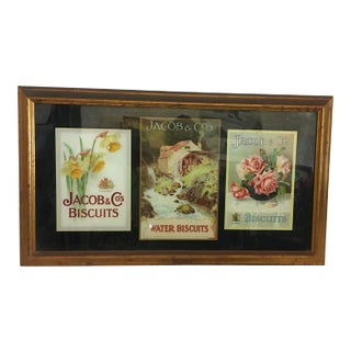 Late 19th Century Jacob’s Biscuits Reverse Glass Advertisements, Framed For Sale