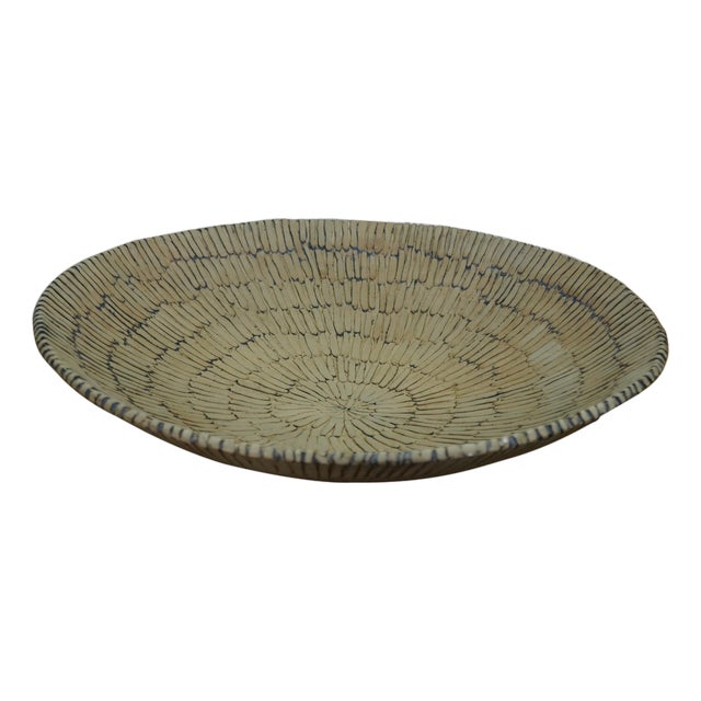 Yelyn Vivoni Modern Ceramic Clay Decorative Bowl Platter Basket Centerpiece 19" For Sale