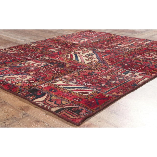 Textile Mid 20th Century Vintage Persian Patchwork Rug, 04'03 X 05'04 For Sale - Image 7 of 10