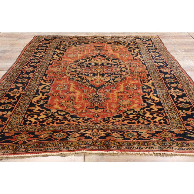 Terra Cotta Vintage Persian Heriz Rug, 05'04 X 08'03 For Sale - Image 8 of 9