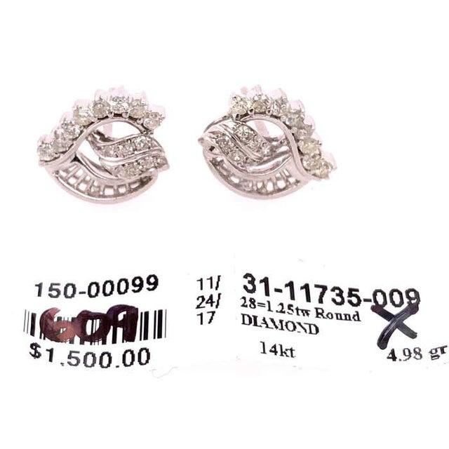 14 Karat White Gold Fashion Earrings With Diamonds 1.25 TDW For Sale - Image 9 of 9