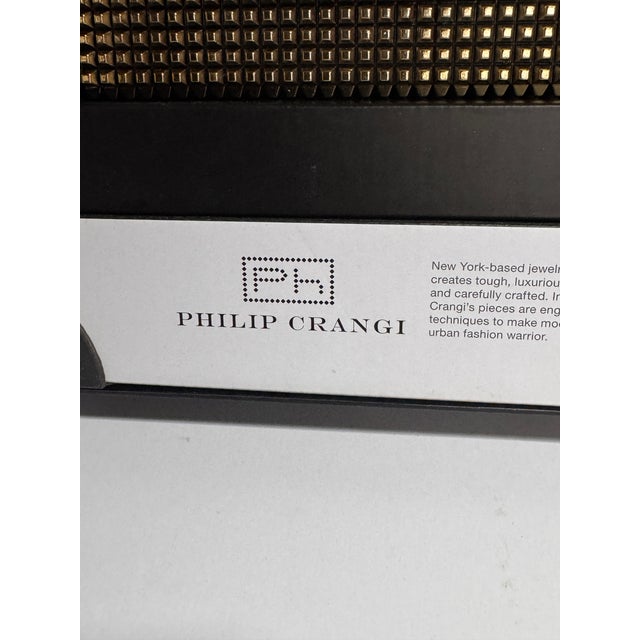 Mid-Century Modern Philip Crangi for Neiman Marcus Gold & Silver Studded Metal Picture Frame With Original Box For Sale - Image 3 of 5
