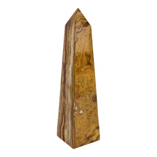 Late 20th Century Hand Carved Banded Onyx Obelisk For Sale