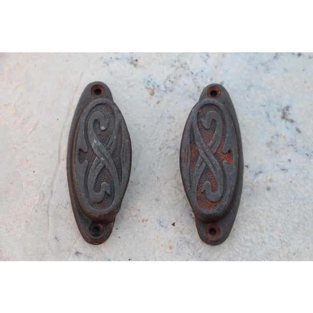 19th Century Antique Cast Iron Drawer Pulls - a Pair For Sale - Image 5 of 7