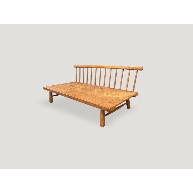 2010s Andrianna Shamaris Couture Low Teak Wood Sofa For Sale - Image 5 of 18