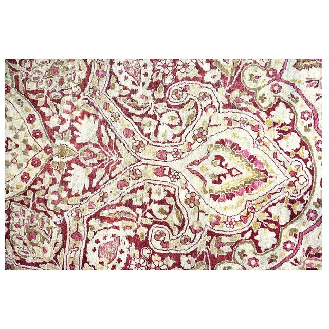 Burgundy Antique Persian Kerman Lavar Wool 11X16 Burgundy, Pink & Ivory Handmade Area Rug #1141138 For Sale - Image 8 of 10