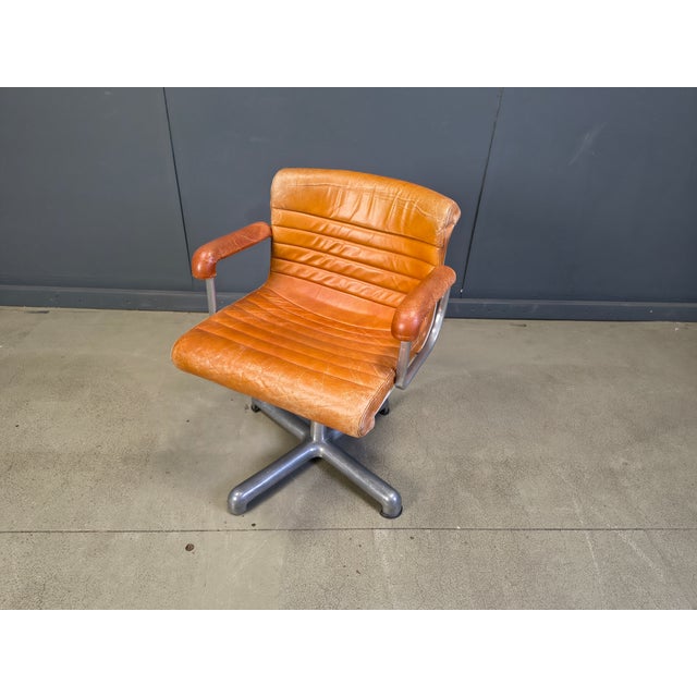 Italian Modern Steel and Leather Office Chair by Ettore Sottsass for Poltronova, 1970 For Sale - Image 9 of 12