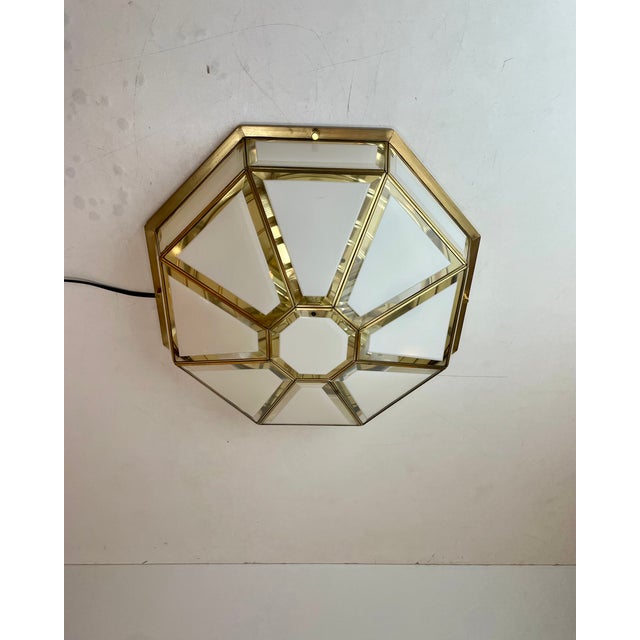 Hollywood Regency Brass Ceiling Lamp from Deknudt, Belgium, 1980s For Sale - Image 13 of 18