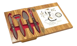 Mid-Century Modern Wine & Cheese Serving Set With Tray