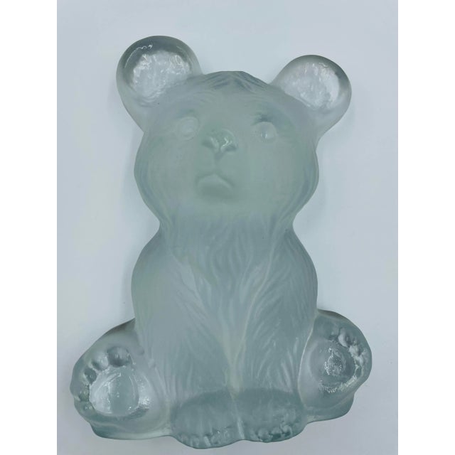 Vintage Viking Glass Frosted Cuddly Bear Figure/Shelf Ornament For Sale - Image 13 of 13