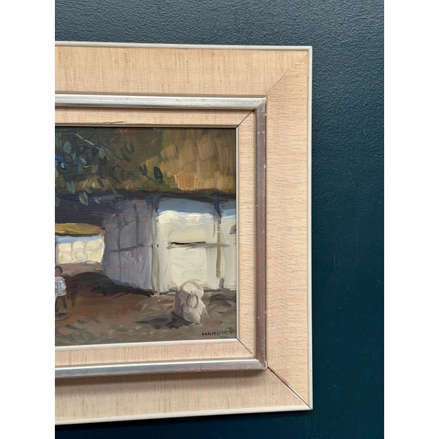 Mid 20th Century Axel Hamborn, Villagers in Courtyard, 1950s, Oil Painting on Panel, Framed For Sale - Image 5 of 18