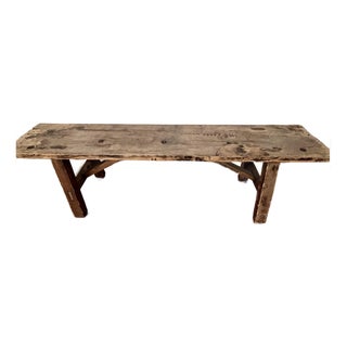 Late 20th Century Craftsman Long Wooden Bench For Sale