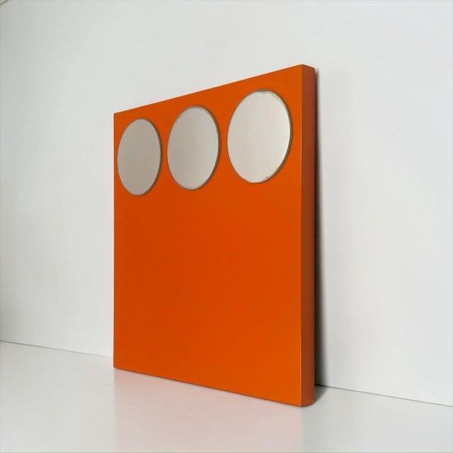 Geometric Orange Triple Wall Mirror, 1980s For Sale - Image 4 of 13