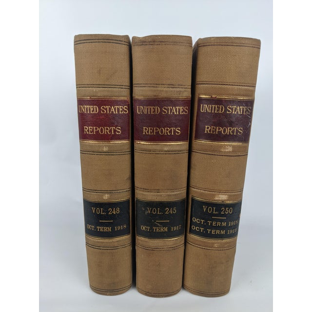 Tan 1918 United States Reports Supreme Court Law Books, Tan, Burgundy & Black, Set of 3 For Sale - Image 8 of 12
