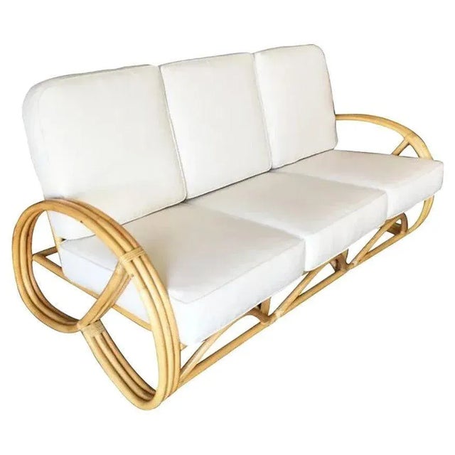 Restored Three-Strand 3/4 Pretzel Arm Rattan 3-Seater Sofa For Sale - Image 10 of 10