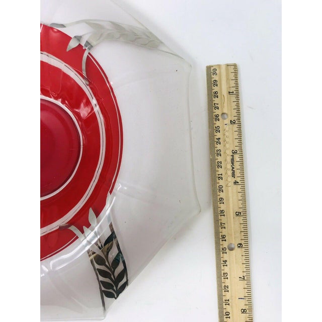 1920s Art Deco Red White Silver Glass Bowl For Sale - Image 9 of 12