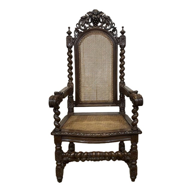 Early 20th Century Louis XIII Oak Armchair For Sale