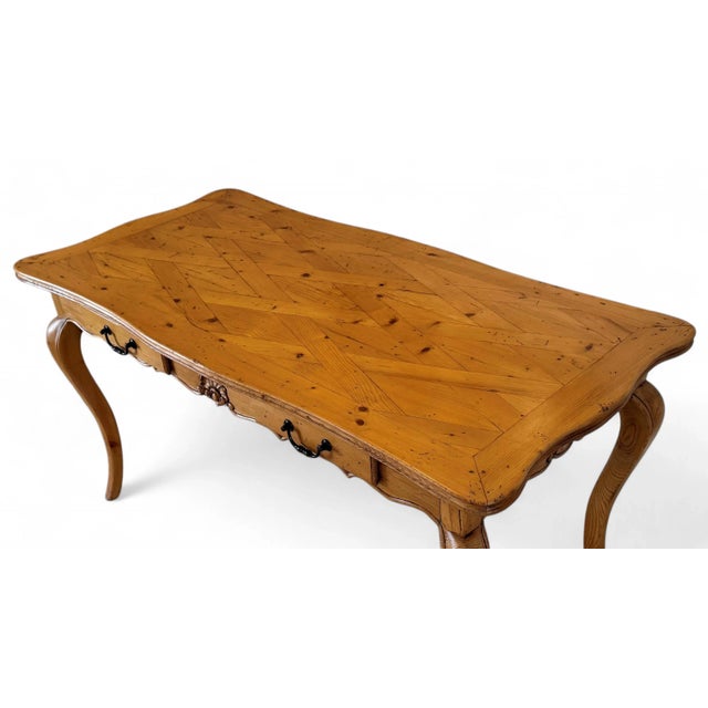 Brown Vintage French Country Pine Desk by United House Wrecking For Sale - Image 8 of 18
