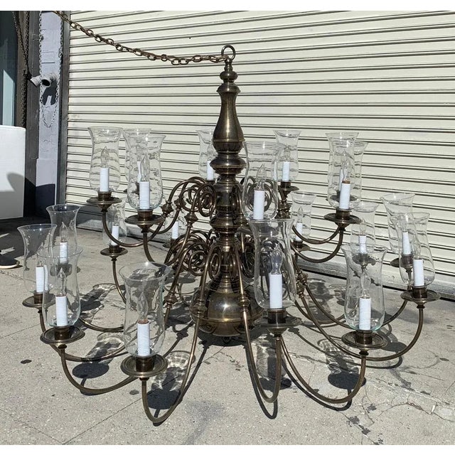 Late 20th Century 21-Arm Solid Brass Chandelier by Feldman, CA, 1980s For Sale - Image 5 of 13