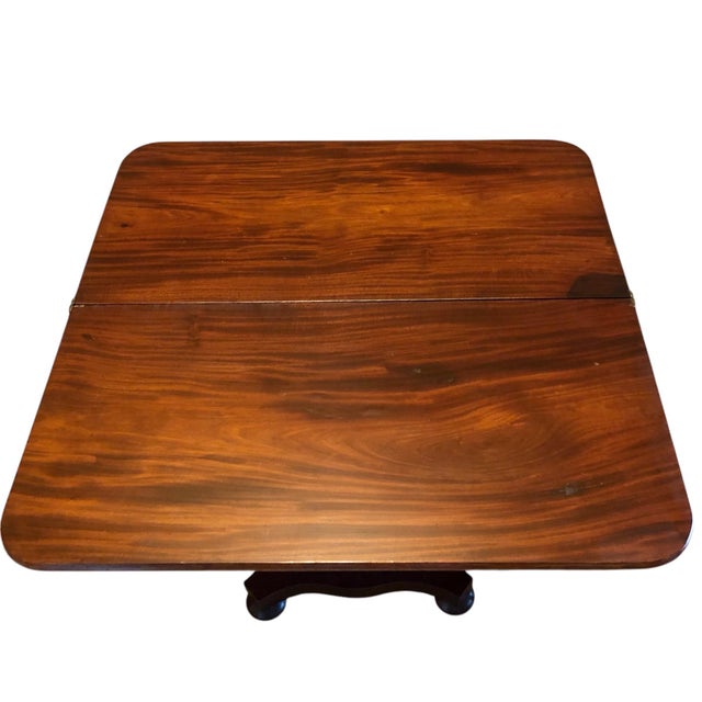 Late 19th Century 1890's Carved Mahogany Folding Gaming Table on Casters For Sale - Image 5 of 9