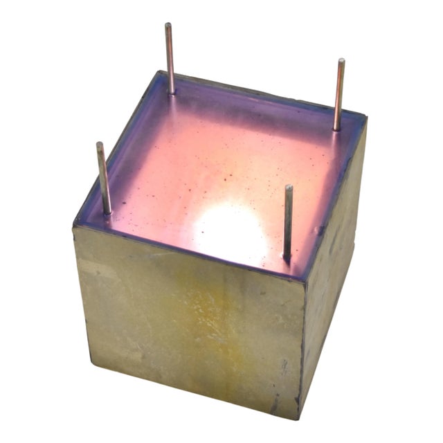 Custom Studio Made Side Table With Resin and Slate Top and Light Up Base For Sale - Image 12 of 13