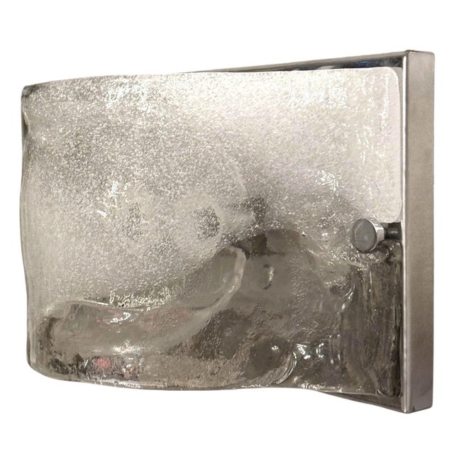 A sculptural single 1960's Italian Murano glass wall sconce or flush mount designed by Carlo Nason for Mazzega,...