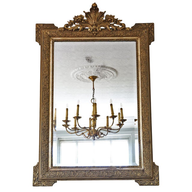 Large Antique Gilt Overmantle Wall Mirror, 1890s For Sale - Image 11 of 11