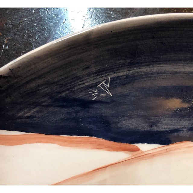 Contemporary Luigi Benzoni, Contemporary Italian Painted Ceramic Artist Plate Brutalist Face Painting, 1994 For Sale - Image 3 of 5