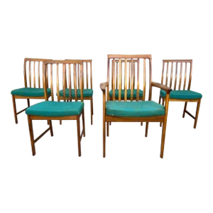 Mid 20th Century Scandinavian Modern Dining Chairs Possibly by Folke Ohlsson for Dux - Set of 6