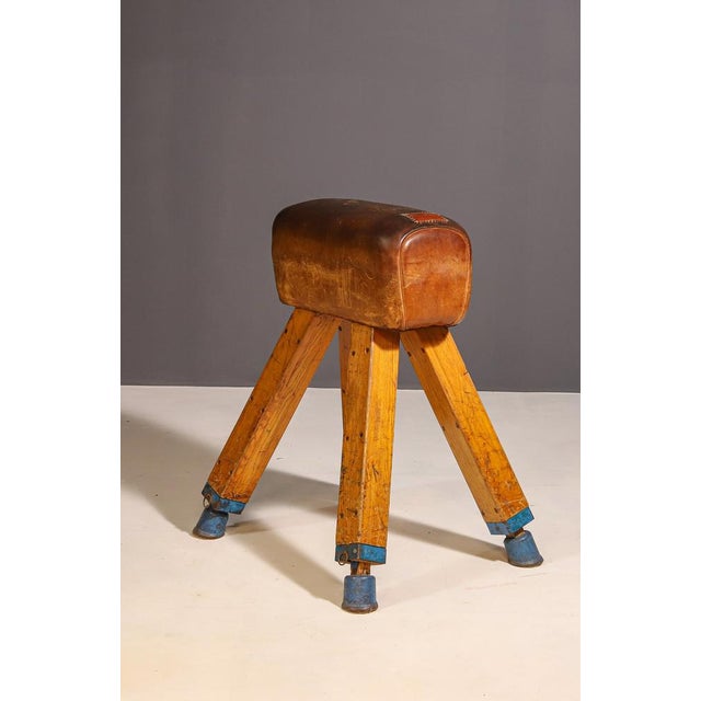 Mid-Century Modern Gymnastic Leather Pommel Horse, Former Czechoslovakia, 1950s For Sale - Image 3 of 6