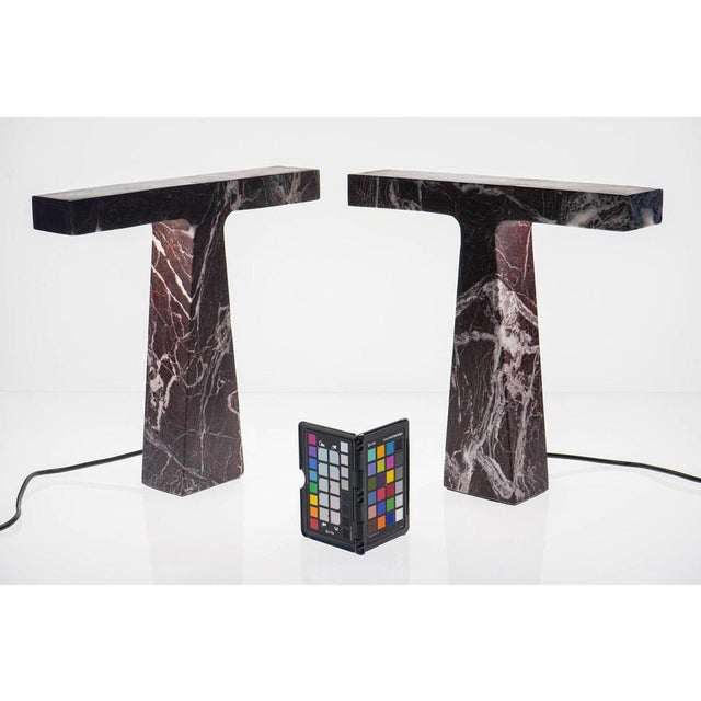 Marble Table Lamps in Rosso Levanto Marble by Silvio Piattelli, Set of 2 For Sale - Image 17 of 18