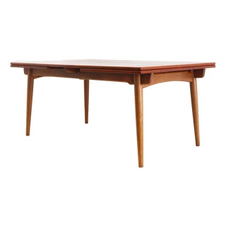 Large Extendable AT-312 Dining Table in Teak and Oak by Hans J. Wegner for Andreas Tuck, 1950 For Sale